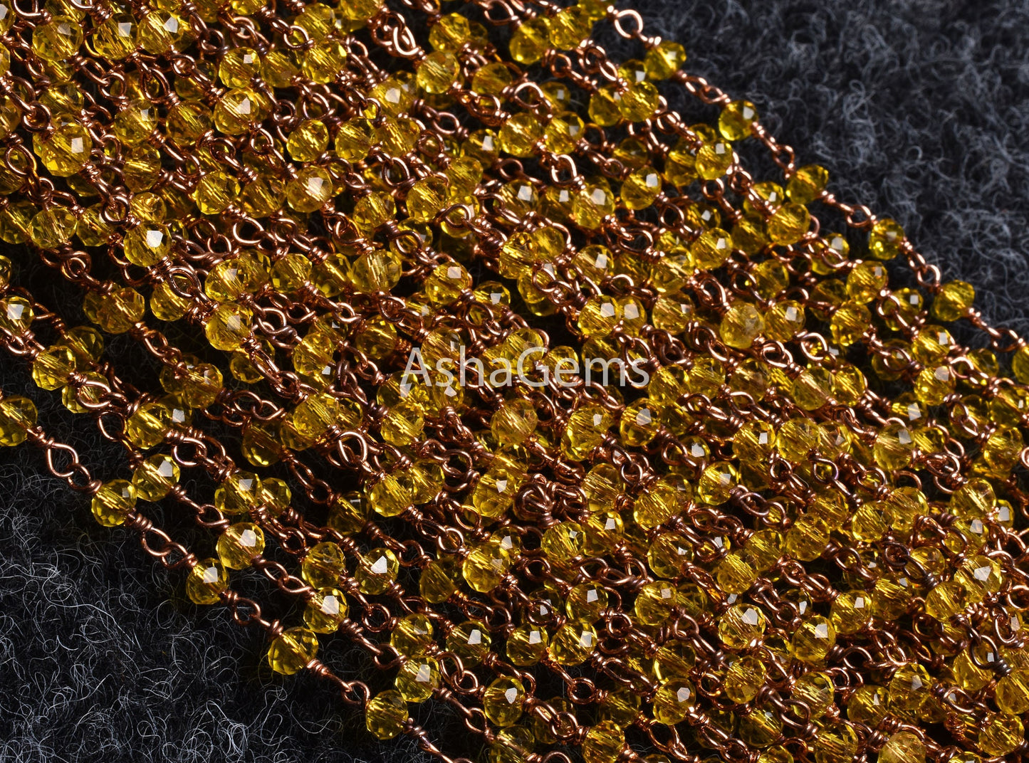 AAA Lemon Quartz Hydro Faceted Beads Rosary Chain Silver Gold Black, Copper Plated Chain handmade Beaded Rondelle Rosary Chains Jewelry SALE