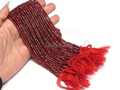 AAA Quality Maroon Red Zircon Micro Cut Faceted Rondelle Gemstone Bead,12.5"Red Cubic Zirconia Machine Cut Beads Jewelry Necklace Craft 3 mm