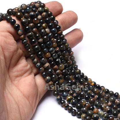 Amazing Black Tiger Eye Smooth Round ball Beads, Tiger Eye Beads,13" Strand Black Tiger Plain Round Shape Gemstone Beads Jewelry Crafts SALE