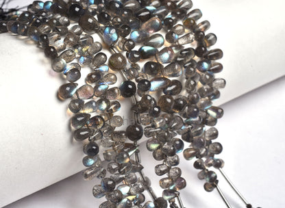 Natural Blue Fire labradorite Smooth Drops Shape Beads, Black Rainbow Plain Handmade Teardrop Gemstone Beads, Labradorite Beads Jewelry SALE