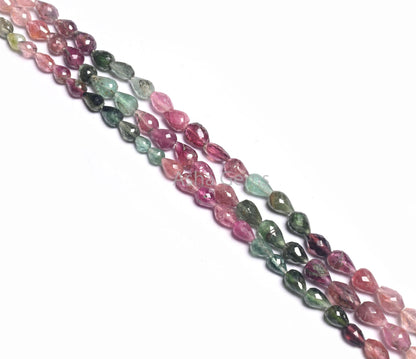 Beautiful Multi Tourmaline Faceted Drops Shape Gemstone Beads,13" Natural Tourmaline Uneven Teardrop Straight Drill Beads Jewelry Craft SALE (AG 18561)
