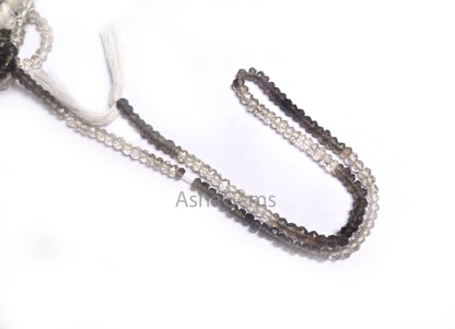 13"Strand Beautiful Natural Smoky Quartz Micro Cut Rondelle Faceted Gemstone Beads 3.5 mm, AAA Shaded Smoky Indian Machine Cut Beads Jewelry