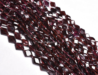 Garnet Rhombus Shape Faceted Gemstone Beads,12" Strand natural garnet Fancy Shape Beads,5x8mm Red Garnet Flat Faceted Fancy Beads Jewelry