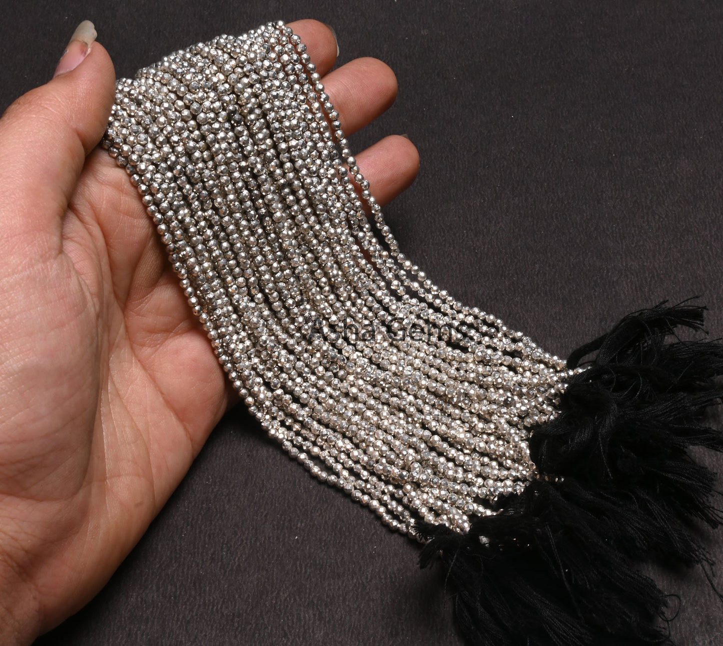 AAA Quality Silver Pyrite Micro Cut Beads,13" Strand,2.5 mm,Beautiful Natural Silver Pyrite Faceted Rondelle Shape Gemstone Beads, Pyrite