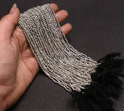 AAA Quality Silver Pyrite Micro Cut Beads,13" Strand,2.5 mm,Beautiful Natural Silver Pyrite Faceted Rondelle Shape Gemstone Beads, Pyrite