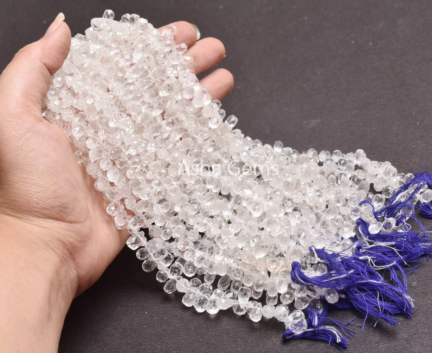 White Crystal Quartz Faceted Drops Gemstone Beads, Natural Crystal Teardrop Briolette Side Drill Beads, Fine Crystal Bead Jewelry Craft SALE