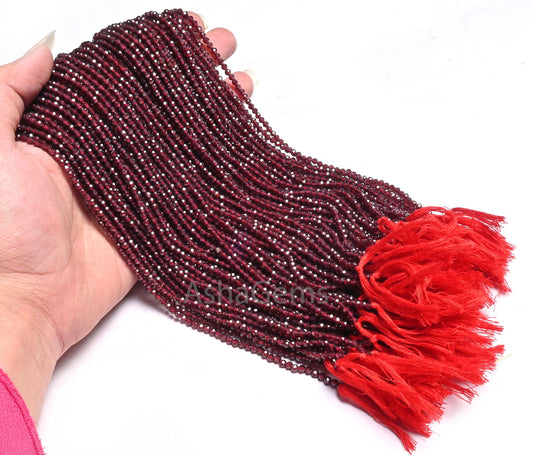 3 mm Genuine Garnet Micro Cut Faceted Rondelle Gemstone Beads,13" AAA Natural Pink Red Garnet Machine Cut Beads Necklace Jewelry Making SALE