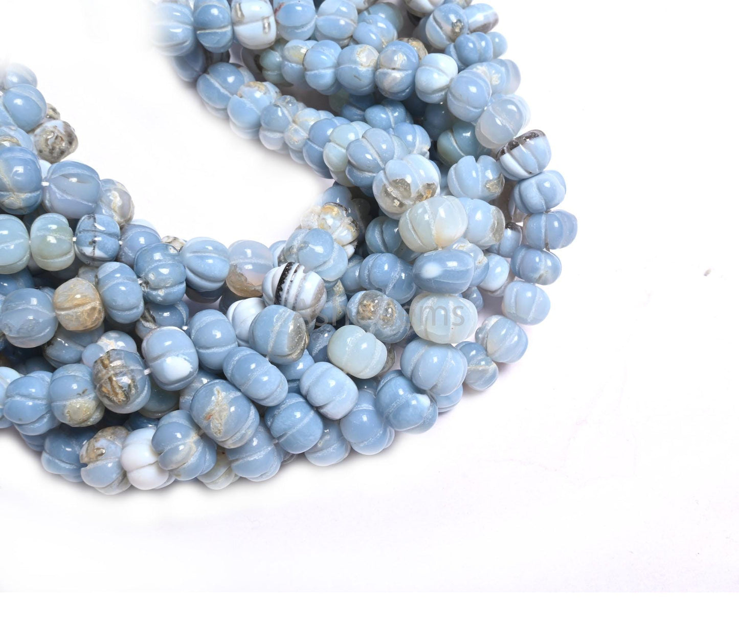 Beautiful Blue opal carving Watermelon beads,16" Shaded Blue Boulder Opal Carve Pumpkin Beads Hand Carved Gemstone Melon Bead Jewelry Crafts