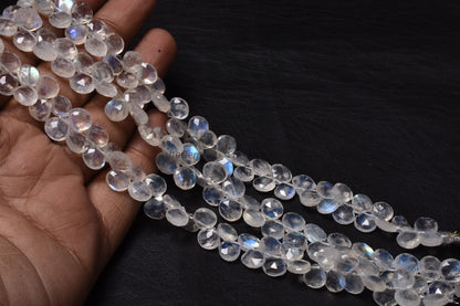 Blue Fire Rainbow Moonstone Heart Shape Faceted Gemstone Loose Beads,6-7mm AAA Rainbow Moonstone Bead, Natural White Rainbow Heart Bead SALE