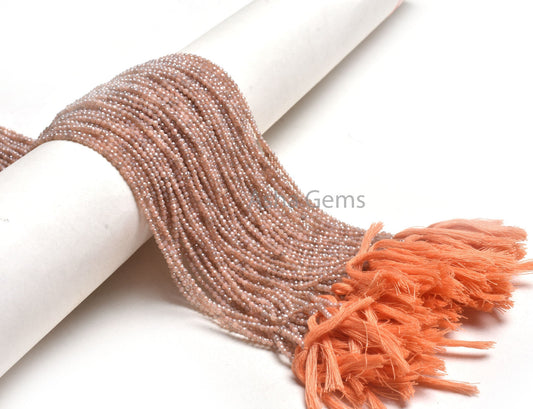 13"Strand Natural Peach Moonstone Silver Coated Micro Cut Rondelle Faceted Gemstone Beads 2-2.5mm,Fine Quality Pink Moonstone Faceted Beads