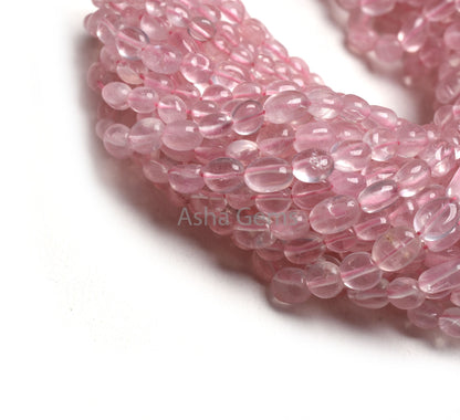 AAA Quality Rose Quartz Smooth Oval Gemstone Beads, Natural Pink Rose Quartz Plain Handmade Uneven Tiny Oval Beads Jewelry Handicraft SALE