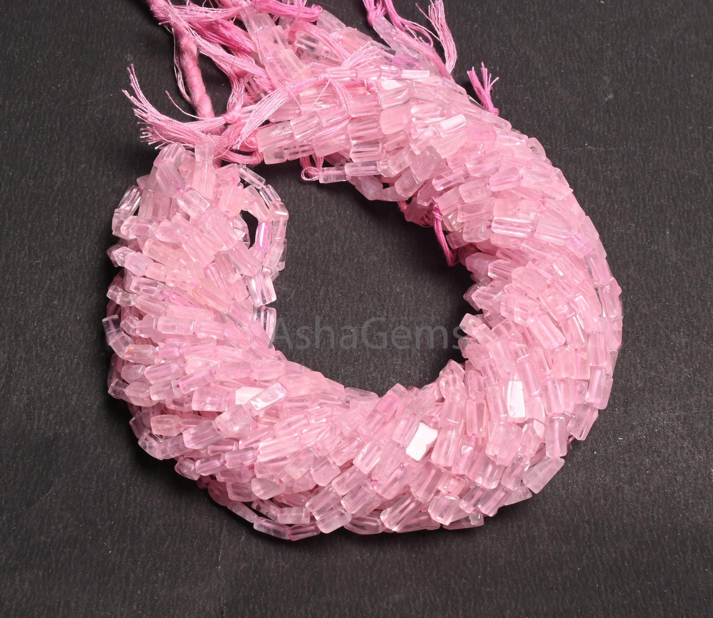 Rose Quartz Smooth Rectangle Beads Natural Pink Rose Quartz Plain Handmade Uneven Rectangle Gemstone Bead,13" Rose Quartz Bead Jewelry Craft