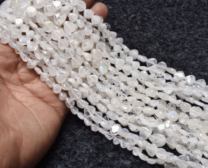 Beautiful Rainbow Moonstone Smooth Heart Shape Beads,13" Strand Natural white rainbow Plain Handmade Heart Bead Flashy Moonstone Beads Craft