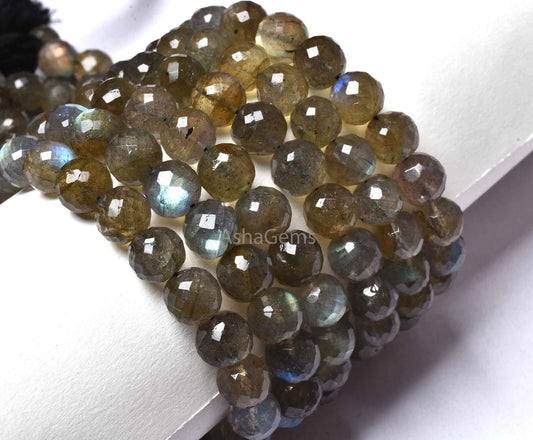 Blue Fire labradorite Round Shape Beads,8-8.5mm Natural Labradorite Faceted Round Ball Beads, Black Rainbow Loose Gemstone Beads For Jewelry