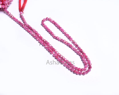 AAA Moonstone Pink Coated Micro Faceted Beads, 2.8-3 mm Natural Moonstone Pink Coated Machine Cut Rondelle Moonstone Gemstone Beads Jewelry