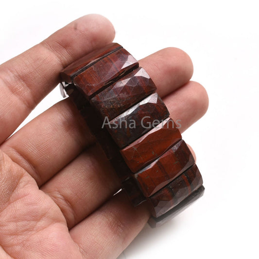 Natural Red Jasper Faceted Rectangle Gemstone Beads,9.5-21 mm Jasper Fancy Chicklet Beads,8" Strand AAA Red Jasper Beads For Bracelet Making