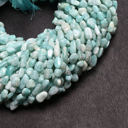 Natural Blue Amazonite Smooth Tiny Nugget Gemstone Loose Beads, Fine Amazonite Handmade Uneven Tumble Shape Straight Drill Bead Jewelry SALE
