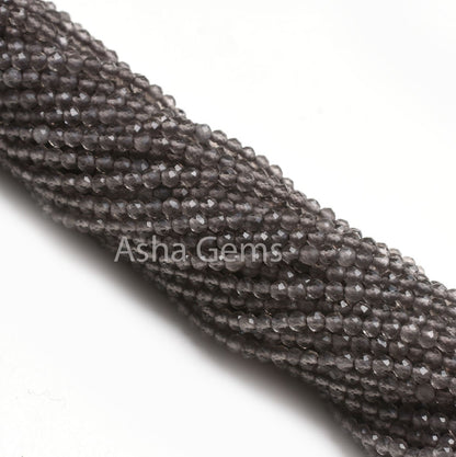Beautiful Natural Smoky Micro Cut Faceted Gemstone Beads 2mm AAA Quality Smoky Quartz 13"Strand Smoky Tiny Rondelle Bead Jewelry Making SALE