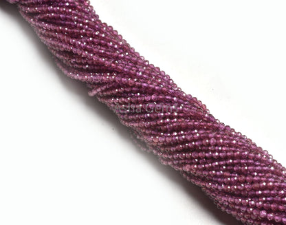 Rare AAA Purple Garnet Machine Cut Faceted Rondelle Beads,2.4 mm Purple Rhodolite Garnet Micro Cut Tiny Bead,13" Natural Garnet Bead Jewelry