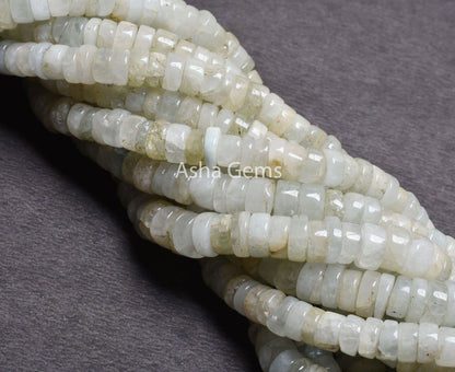 12"Strand Aquamarine Smooth Tyre Gemstone Beads, Light Blue Aquamarine Plain Handmade Wheel Shape Beads Natural Aquamarine Bead Jewelry SALE