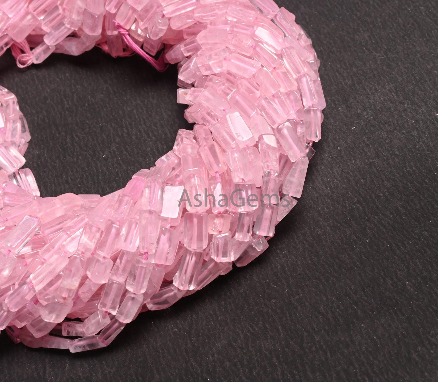 Rose Quartz Smooth Rectangle Beads Natural Pink Rose Quartz Plain Handmade Uneven Rectangle Gemstone Bead,13" Rose Quartz Bead Jewelry Craft