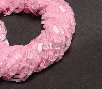 Rose Quartz Smooth Rectangle Beads Natural Pink Rose Quartz Plain Handmade Uneven Rectangle Gemstone Bead,13" Rose Quartz Bead Jewelry Craft