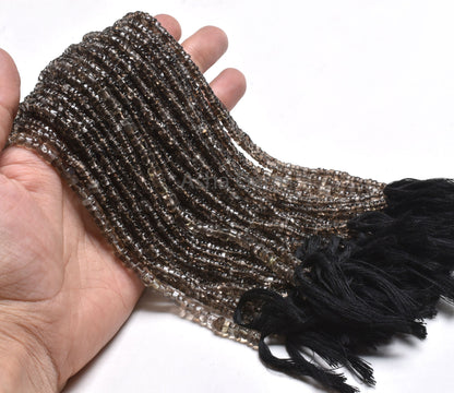Beautiful Smoky Quartz Smooth Uneven Shape Rondelle Handmade Gemstone Beads,12" Strand Natural Smoky Beads, Smoky Plain Beads Jewelry Making