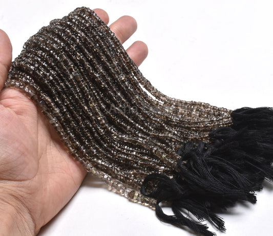 Beautiful Smoky Quartz Smooth Uneven Shape Rondelle Handmade Gemstone Beads,12" Strand Natural Smoky Beads, Smoky Plain Beads Jewelry Making