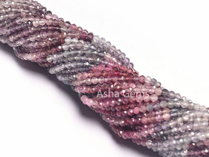 2.5mm Natural Multi Spinel Micro Cut Faceted Gemstone Beads, Genuine Spinel Machine Cut Rondelle Beads, Fine Real Spinal Bead Jewelry Crafts