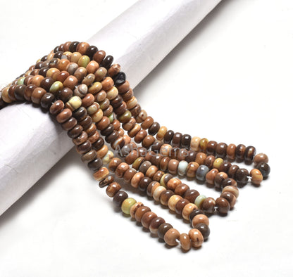 8mm Beautiful Opal Smooth Gemstone Loose Beads, Shaded Brown Yellow Opal Plain Rondelle Beads, Boulder Opal Gemstone Bead Jewelry Craft SALE