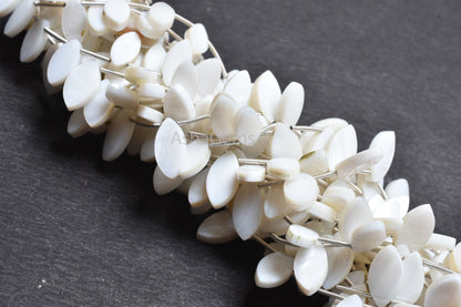 Beautiful White Mother Of Pearl Fancy Marquise Shape Beads, Natural MOP Flat Marquise Side Drill Gemstone Beads Mother Of Pearl Bead Jewelry