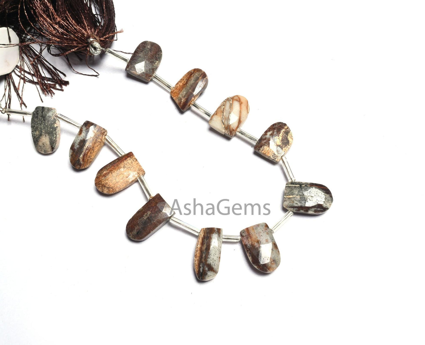 Beautiful Wood Agate Fancy Gate Shape Gemstone Beads, Natural Moss Agate Faceted Briolette Side Drill Agate Beads Jewelry Making Crafts SALE (AG 18601)
