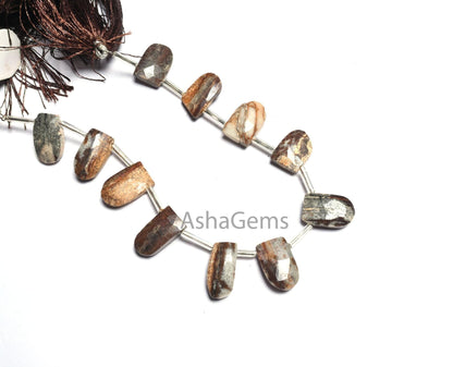 Beautiful Wood Agate Fancy Gate Shape Gemstone Beads, Natural Moss Agate Faceted Briolette Side Drill Agate Beads Jewelry Making Crafts SALE (AG 18601)