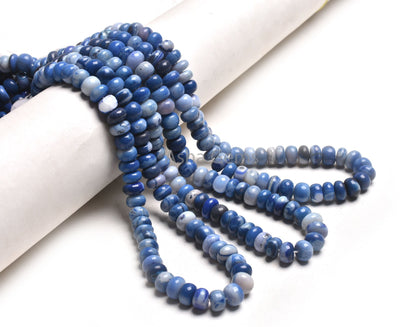 Beautiful Indigo Blue Opal Smooth Rondelle Beads,16" Strand Shaded Blue Opal Plain Handmade Gemstone Beads, Fine Opal Beads Jewelry Makings