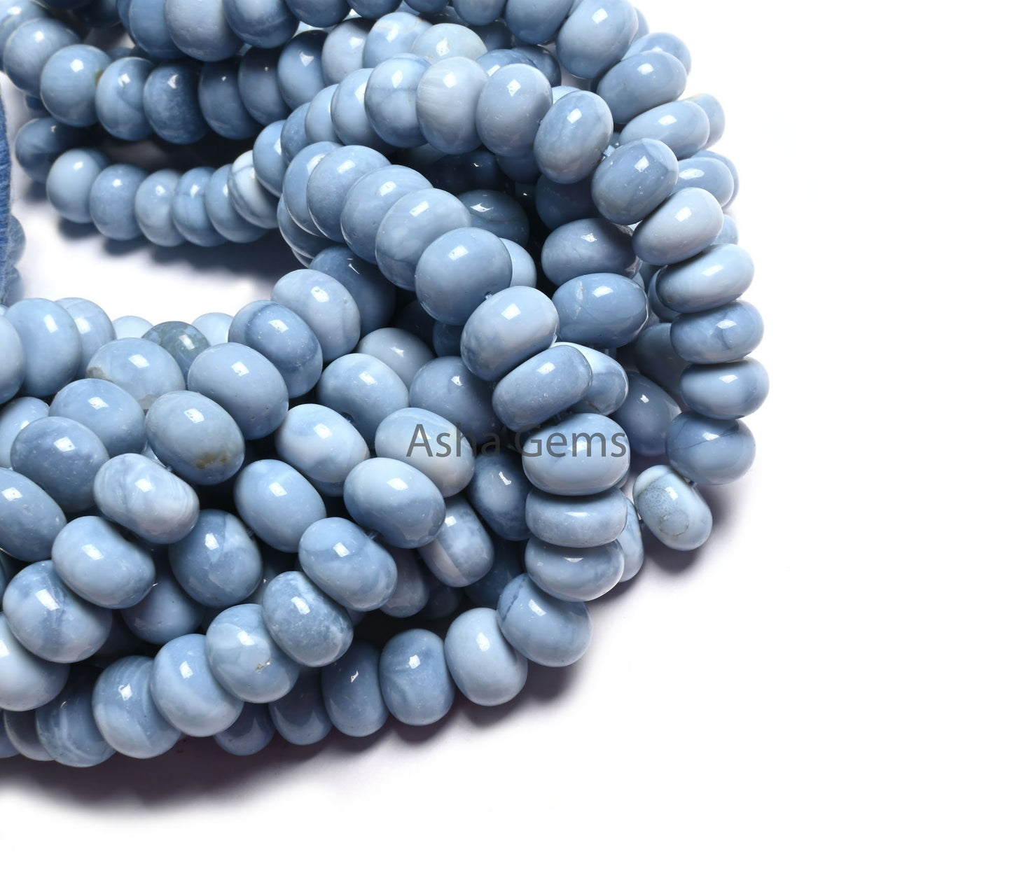 Beautiful Blue Oregon Opal Smooth Rondelle Beads Gemstone,8/16" Strand Fine Quality Blue Opal Plain Handmade Beads Opal Jewelry Makings SALE