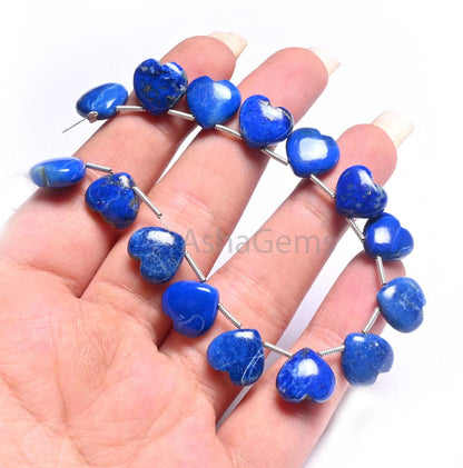 Fine Quality Blue lapis Lazuli Smooth Carving Heart Shape Gemstone Loose Beads, Natural Lapis handmade Carved Heart lapis Bead Jewelry Craft