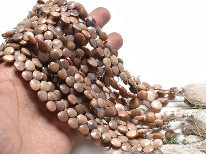 Beautiful Shaded Peach Opal Faceted Heart Shape Gemstone Beads,6.5" Chocolate Pink Opal Beads, Opal Heart Briolette Bead jewelry Making SALE