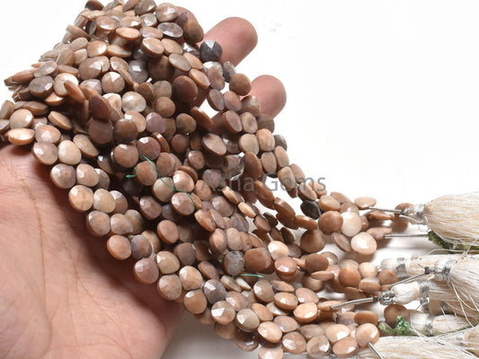 Beautiful Shaded Peach Opal Faceted Heart Shape Gemstone Beads,6.5" Chocolate Pink Opal Beads, Opal Heart Briolette Bead jewelry Making SALE