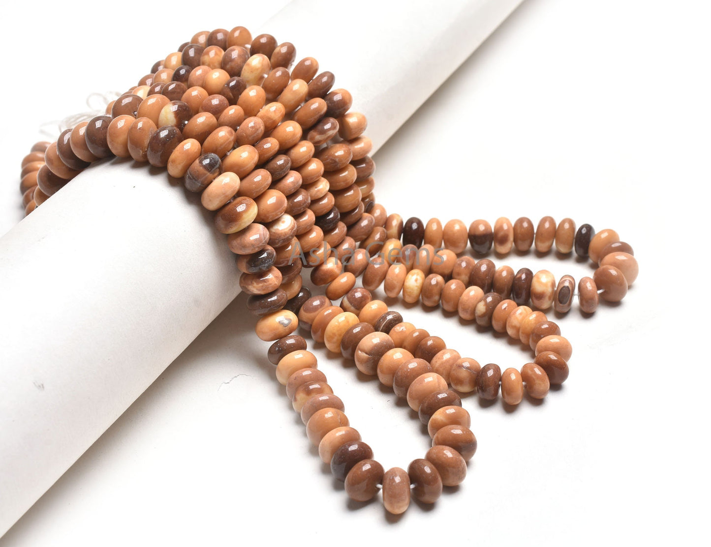 Beautiful Shaded Chocolate Brown Opal Smooth Gemstone Beads, Opal Plain Rondelle Handmade Beads, Boulder Opal Bead Jewelry Making Craft SALE
