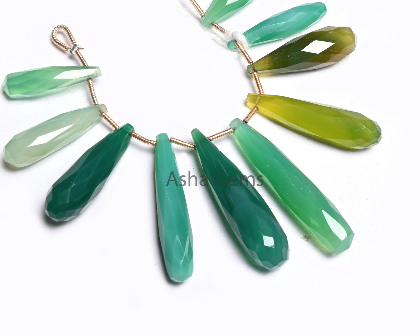 Beautiful Multi Green Onyx Fancy Long Pencil Drop faceted Beads, Both Side Loop Shaded Onyx Teardrop Briolette Gemstone Side Drill Bead SALE