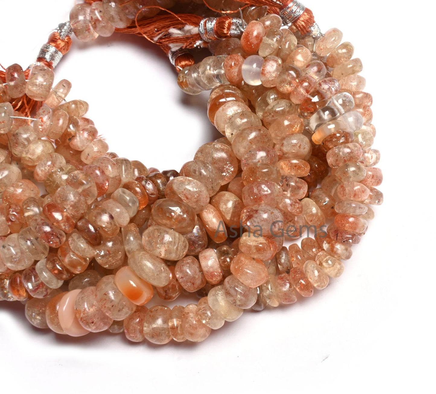 Natural Sunstone Rondelle Shape Gemstone Loose Beads, Shaded Red Sunstone Uneven Handmade Rondelle Beads, Sunstone bead Jewelry Making Craft