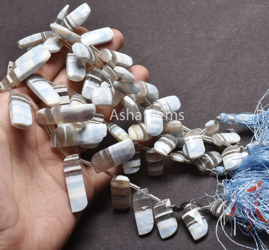Beautiful Blue Boulder Opal fancy Long Slice Shape Beads,9" Boulder Opal Faceted Stick Side Drill Beads, Opal Bead Jewelry Making Craft SALE
