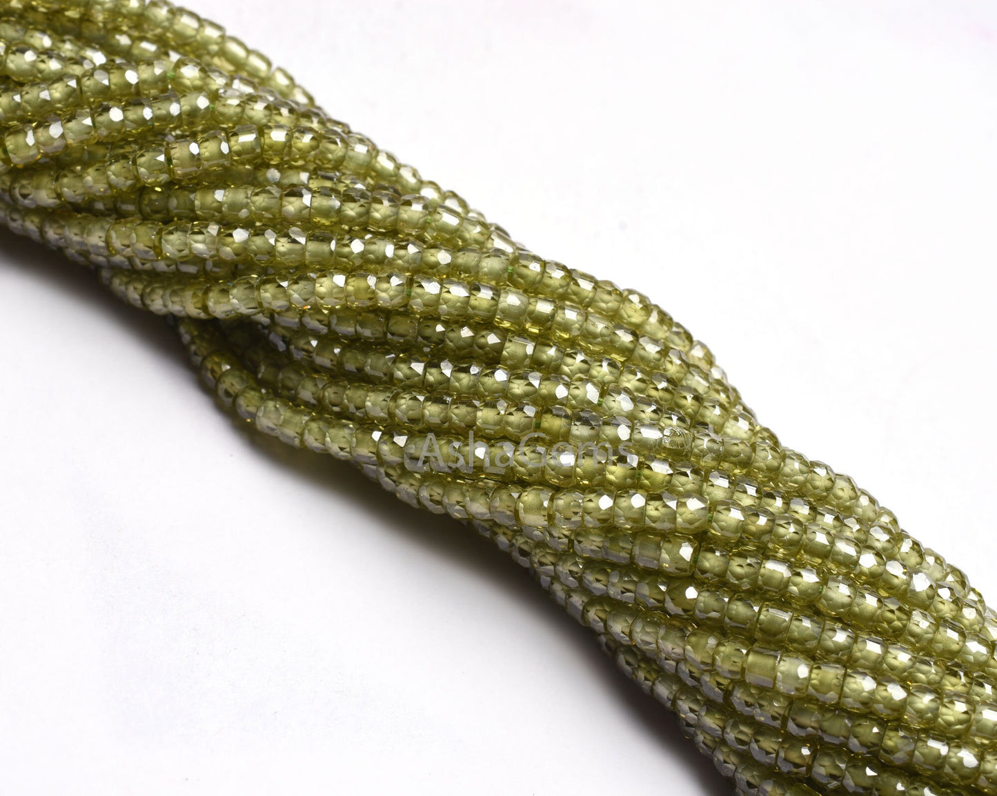 3 mm AAA Green Zircon Micro Faceted Rondelle Beads,13" Strand Peridot Green Cubic Zircon Faceted Beads, Zircon Beads Necklace Jewelry Crafts