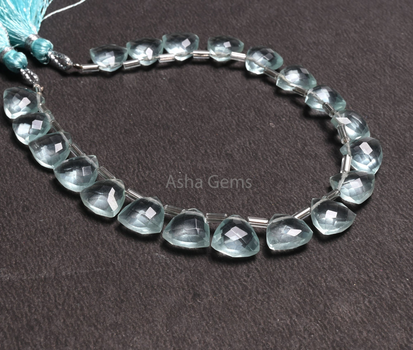 10mm AAA Quality Aqua Blue Hydro faceted Trillion Shape Beads,7.5" Aquamarine Color  Hydro fancy Triangle  Briolette Bead Jewelry Craft SALE