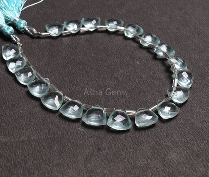 10mm AAA Quality Aqua Blue Hydro faceted Trillion Shape Beads,7.5" Aquamarine Color  Hydro fancy Triangle  Briolette Bead Jewelry Craft SALE