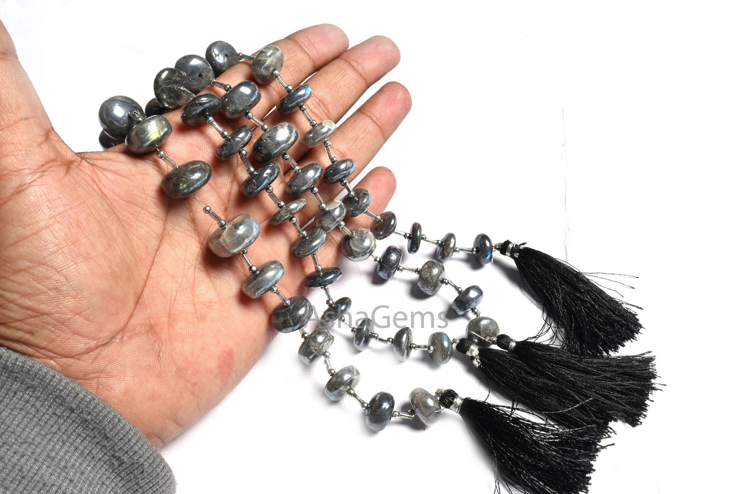 Beautiful Grey Silver coated Labradorite Smooth Gemstone Loose beads, flashy labradorite Coated Rondelle handmade Beads Jewelry Making Craft