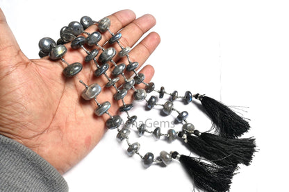 Beautiful Grey Silver coated Labradorite Smooth Gemstone Loose beads, flashy labradorite Coated Rondelle handmade Beads Jewelry Making Craft