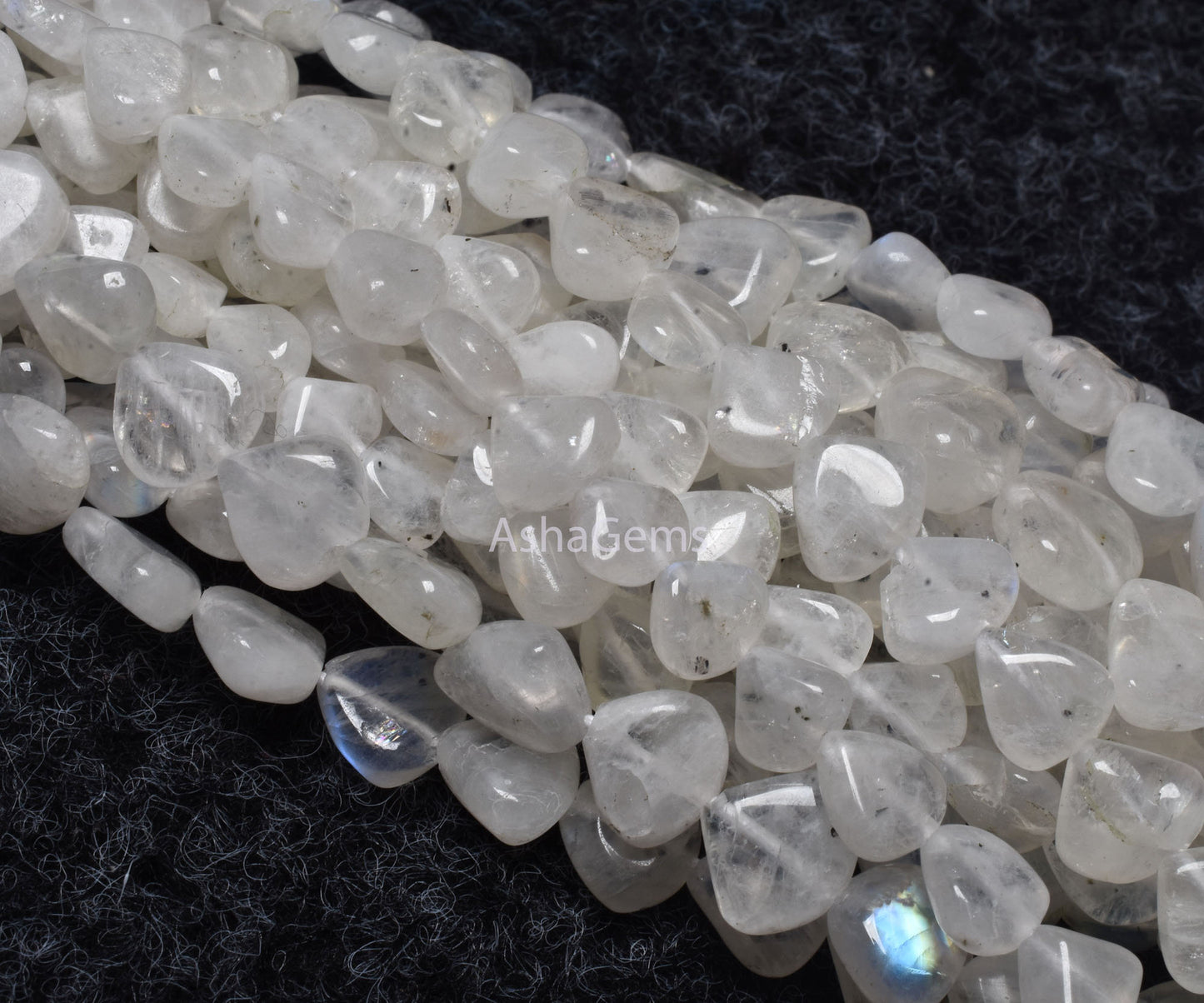 Beautiful Rainbow Moonstone Smooth Heart Shape Beads,13" Strand Natural white rainbow Plain Handmade Heart Bead Flashy Moonstone Beads Craft