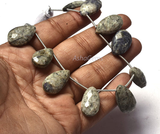 7 Inch strand Shaded Grey jasper faceted Pears Shape Beads, Gray Jasper Pear Briolette Beads Jasper teardrop Gemstone Beads For Jewelry SALE