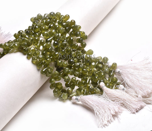 Beautiful Green Vessonite Smooth Teardrop Beads, Natural Vessonite Plain Drops Shape Gemstone Beads Handmade Vessonite Bead For Jewelry SALE
